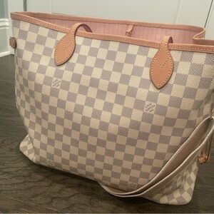 100% Auth Louis Vuitton Neverfull GM Damier Azur Canvas Shoulder Bag Barely Worn